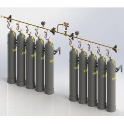 Cylinder discharge manifold for industrial gases